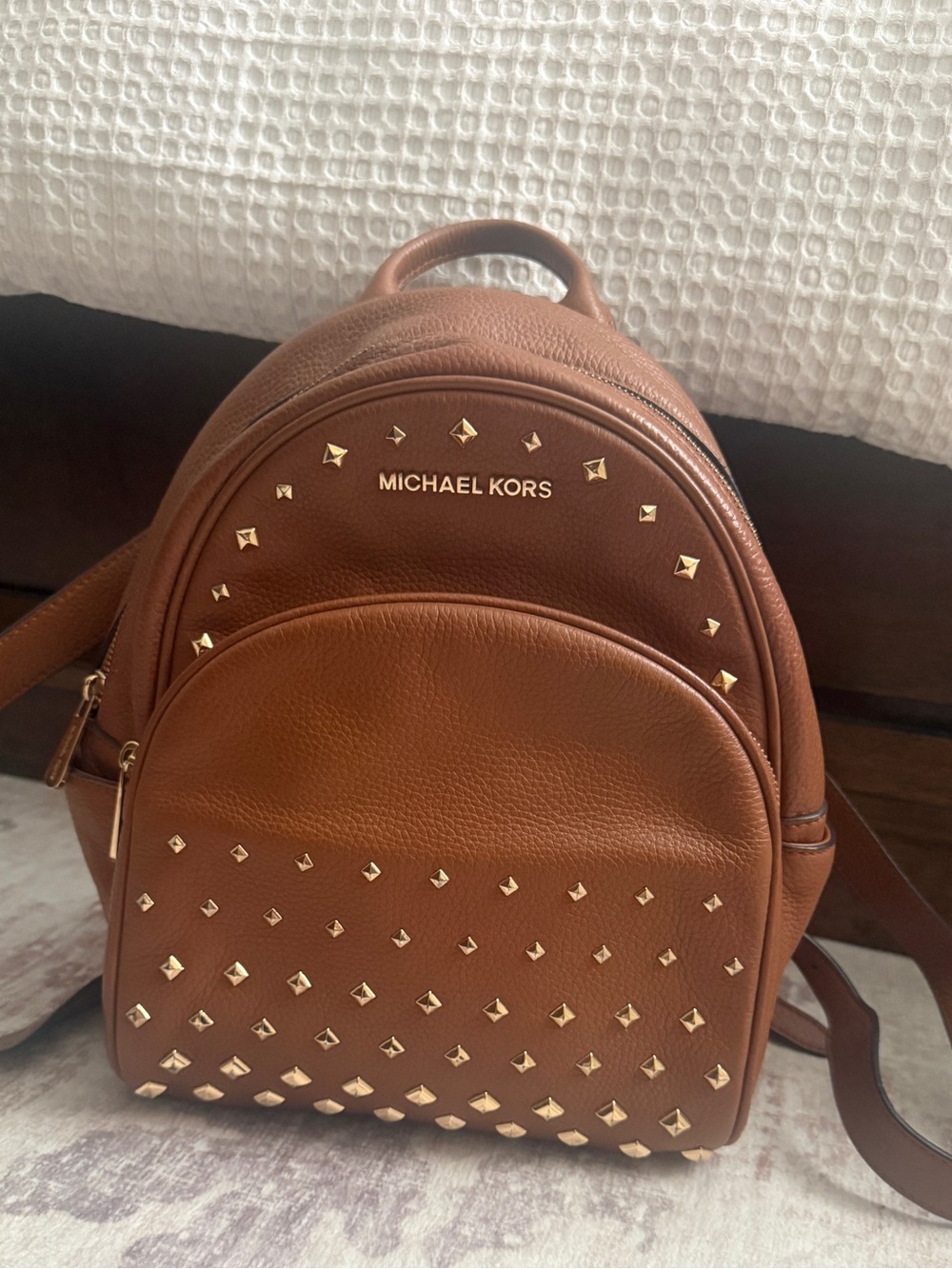 Michael Kors Chestnut Leather Studded Mini Backpack